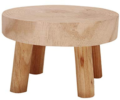 Mini Tabouret en Bois, Support d'Exposition pour Plantes, Étagère pour Succulentes et Bonsaï, Porte-Fleurs (Bois Naturel M)