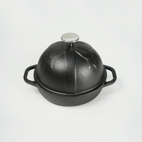 HAWOK Gusseisen-Brotglocke, Durchmesser: 16 cm, Sauerteig-Backform, eingebrannt, schwarz