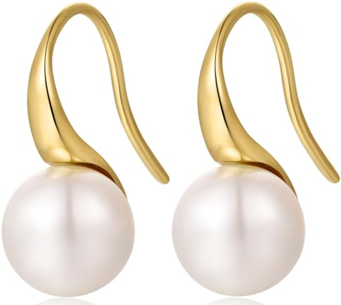 jiamiaoi pärlörhängen silver 925 hängande pärlörhängen plugg silver örhängen pärlor örhängen silver/rosa/guld, krok örhängen med pärla hängande droppar pärlörhängen dingla, Silver, Pärla