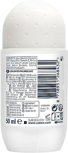 SANEX - Déodorant à Bille 0% Sensitive - Déodorant Homme & Femme - Efficacité 24h - Sans Alcool, Sans Sels d'Aluminium - Lot de 6 Roll-On de 50mL