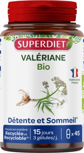 SUPERDIET - VALÉRIANE BIO - Détente et Sommeil - Phytothérapie - Fabrication française - 45 gélules