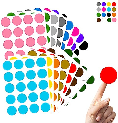 Klebepunkte 5CM Bunt - 16 Farben, 320 Stück Groß, Aufkleber Punkte