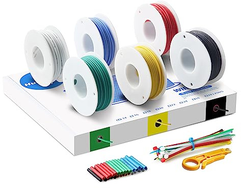 HuLuWa 24AWG 0,2mm² Silikonlitzen-Set, 6 Farben, 8m je Farbe | Flexible Silikonlitze aus verzinntem Kupfer in 6 Farben für RC, LED, Elektronik und Modellbau