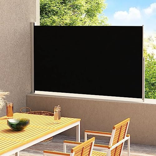 WIFESE Toldo Lateral retráctil para Patio Negro 200x300 cm Toldo Horizontal Exterior Toldos Laterales Exterior Separador Terraza Exterior Toldos Cortavientos Toldo para Patio Balcon Jardin
