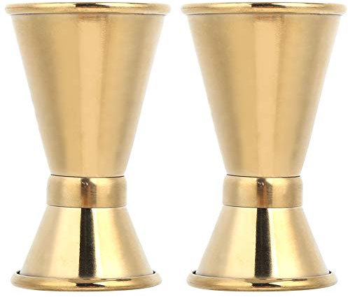 Cocktail Jigger Barre en Acier Inoxydable Mesure Jigger Bar Outil pour Bartender Barman Jiggers Mesures Alcool Boisson Marquages ​​Perfect Party Argent Cuisine Outils,((gold curling) trumpet)