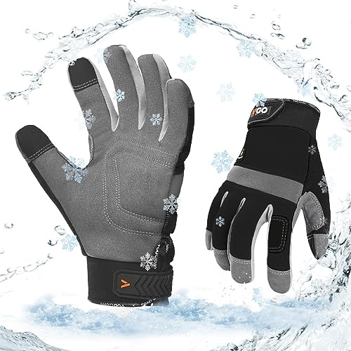 Vgo... 1 Paar Winter-Arbeitshandschuhe Wasserdicht Touchscreen, Sicherheitshandschuhe für Gefrierschrank Lager Lieferung Light&Medium Duty in kaltem Wetter （SL7584FLWP）