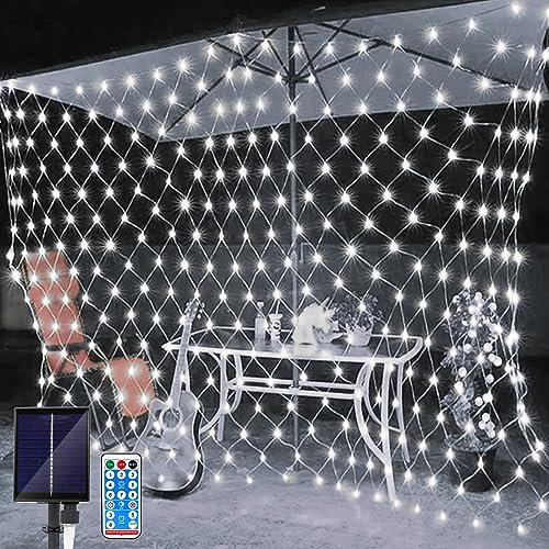 Micacorn Rete Luminosa Solare, 2 x 3M Tenda Luci di Netta 8 Modalità 192 LED Rete Luminosa con Telecomando Impermeabili Garden Fata di Luce a Rete per Natale Feste Matrimonio Gazebo Esterni