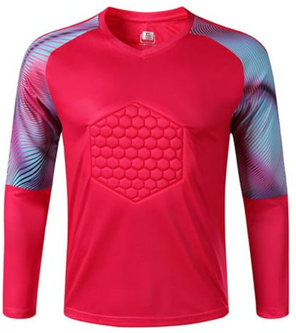ranrann Enfant Garçon Maillot Gardien de Foot Manches Longues Rembourré Maillots de Gardien de But Football Entraînement 11-15 Ans Rose 13-14 Ans