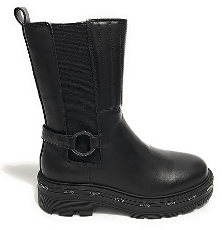 LIU JO Scarpe Taylor 627 Stivaletto Biker Pelle Black Z24LJ07 4F3727