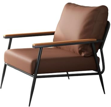 HSPLXYT Moderner Sessel mit Armlehnen for das Wohnzimmer, Einzelsofa for das Schlafzimmer, Fernsehsessel Lesesessel Loungesessel mit Metall- und Holzrahmen (Color : Curry)