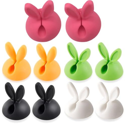Rabbit Cable Clips 10pcs Desktop Cute Bunny Cable Holders Cable Management Adhesive Drop Wire Holder for Office Table Desk Wall Car