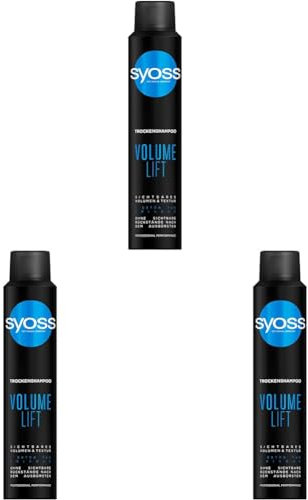 Syoss Trocken-Shampoo Volume Lift (200 ml), Trockenshampoo für voluminöses Haarstyling, Trockenshampoo ohne Rückstände für extra Frische ohne Haarewaschen (Packung mit 3)