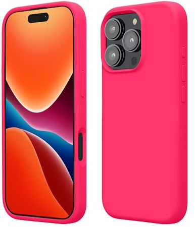 kwmobile Cover per iPhone 16 Pro Custodia - Back Case per Smartphone in Silicone TPU - Protezione Gommata - rosa shocking