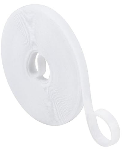 Fascetta per cavi in velcro, larghezza 10 mm, nastro in velcro bianco, richiudibile, per organizzatore di cavi, gestione dei cavi, nastro in velcro, bianco