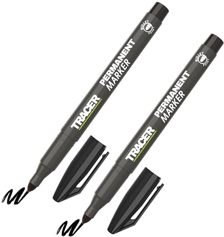 Tracer Fine-Point Permanent Construction Markers 1-2mm, Black, 2 Pack