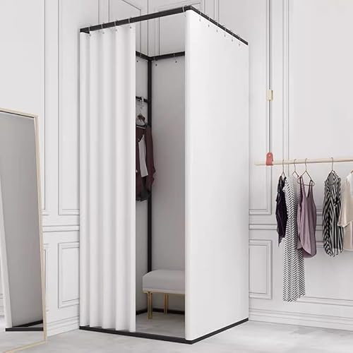 Clothing Store Fitting Room, Portable Changing Room with Shading Curtain Used in Office, Mall, Boutique, Home, Movable Temporary Mobile Privacy Protection (White, 39x39x79 inches)