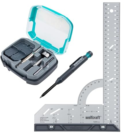 wolfcraft Projekt-Set „Installation von Ø 35 mm Topfscharnieren“ - 8656000 - Scharnierloch-Set, Universalwinkel, Tieflochmarker - für Möbelbau, DIY-Projekte, Küchenmontage und Reparaturarbeiten.