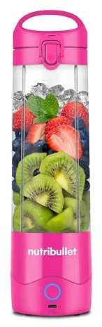 nutribullet Portable Blender, Cordless, 20oz Vessel, Personal Blender, USB-C Rechargeable, Bright Pink, NBPB50100BP