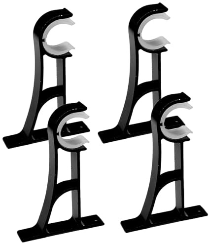 Support Tringle Rideaux Sonwaha 4 PCS Support pour Tringle À Rideau Métal À Double Barre À Rideaux Supports (Sombre)