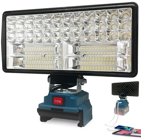 L1NXIXI LED Akku Lampe für Bosch 18V Akku System, 90W 6800LM LED Baustrahler mit USB+Type C, Akku Strahler für Arbeitsbeleuchtung, Baustelle, Autoreparaturen, Camping, Wandern
