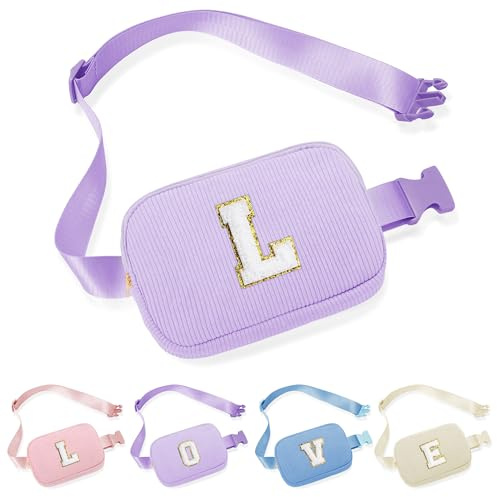 Parima Bauchtasche Mädchen Kinder - Cord Buchstaben Bauchtasche Gürteltasche Damen Personalisierte Gürteltasche Geschenke für Mädchen Kinder Geburtstagsgeschenk für Frauen Hüfttasche mit Buchstaben L