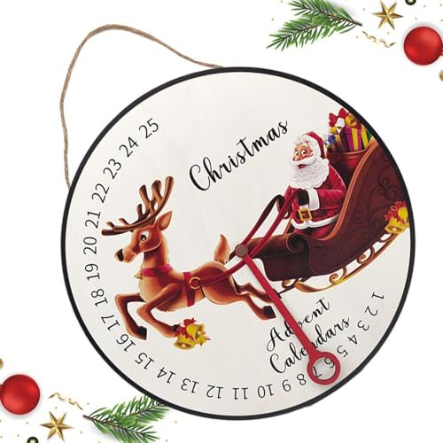 Letrero de calendario de cuenta regresiva de Navidad, adorno de madera de cuenta regresiva para Navidad, reloj de cuenta regresiva, decoración de montaje de granja de temporada para sala de estar,