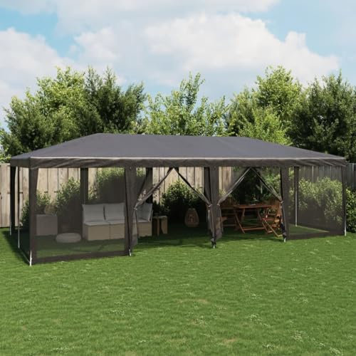 Tente de réception avec 12 parois latérales grillagées Anthracite 8 x 4 m