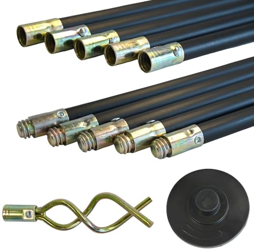 Unibos | Universal Drain Rod Set 12pcs | Professional Drain Unblocker | Brass Rod Connectors | Drain Unblocker Tool | Polypropylene Rod | Drain Auger, Plunger & Worm Screw (Drain Rod Set)