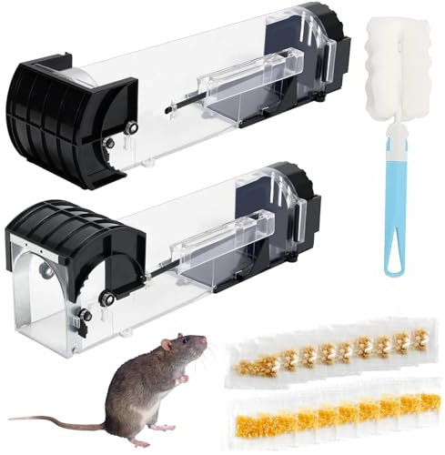 Lebendfalle Maus Mausefalle Lebend + 20 Packungen Köder+Reinigungsbürste,Tierfreundlich Mäusefalle mit 22 Luftlöchern,Hohe Empfindlichkeit, Berührungslose Auslösung, Einfach zu Bedienen