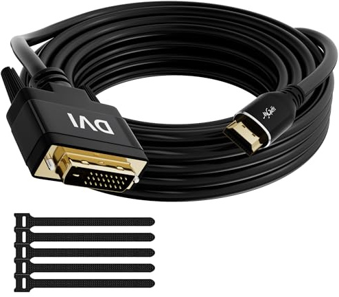 Mygatti câble 4K HDMI vers DVI 5m,bidirectionnel Adaptateur DVI (24+1)-HDMI Full HD/1080p,Contacts Plaqués Or, pour projecteurs,Ordinateur Portable,TV,PC,Lecteur DVD, avec 5 Attaches