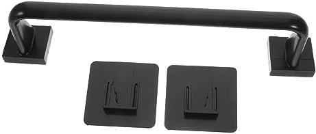 Mipcase Barre Porte-Serviettes Mural Auto-adhésive 24 Cm en Plastique Noir, sans Perçage, pour Salle de Bain Cuisine, Support de Rangement Pratique pour Serviettes