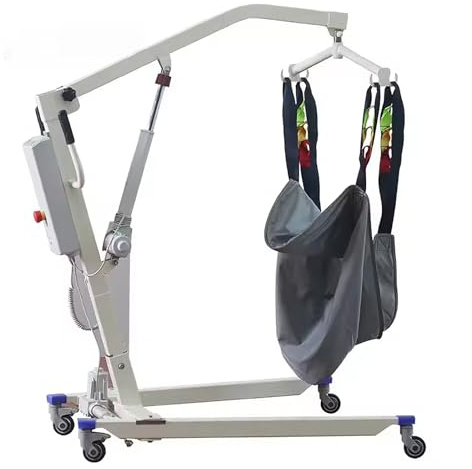 Transfer Wheelchair Electric Patient Lift, Patient Lifter Machine with Caster Brake and Panic Stop Button, 360° Rotating Hanger and 1040-1950mm Lifting, Load-Bearing 441lb, Safe Smooth, for