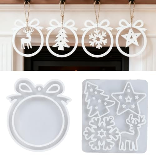 Moules en silicone de Noël, moules en silicone, pendentifs en résine époxy, décoration de Noël, moules 3D en forme de flocon de neige, moules en plâtre pour porte-clés, ornement, cadeau