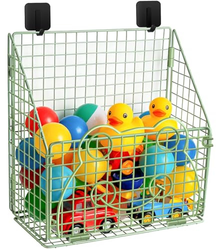 Greentainer Badewannenspielzeug Aufbewahrung-Badespielzeug Organize Aufbewahrungskorb mit 2 Selbstklebend Haken,1pcs Faltbarer Badespielzeug Aufbewahrungskorb für Spielzeug,Kleidung Toilettenartikeln