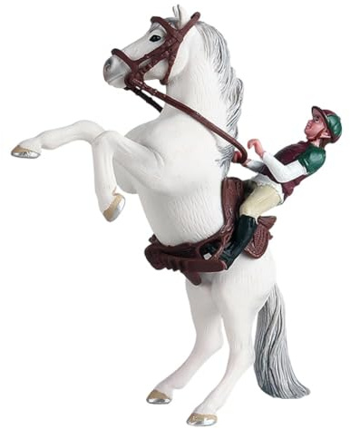 KDFSSIPE Juguete Modelo de Caballos, Modelo de 2 Jinete 1 Caballo, Modelo Jinete del Caballo Blanco, Figuras de Animales con Jinetes y Sillas de Montar para Decorar Escritorios