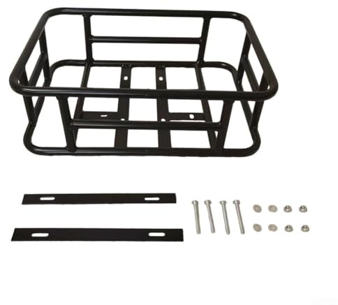 Cesta trasera para bicicleta con construcción de hierro y juego de montaje completo, diseñada para soportes traseros de motocicleta, ideal para transportar varios tipos de carga