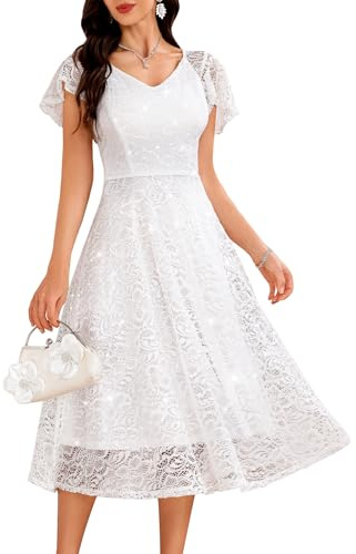 AOCZZ Vestidos de noche con lentejuelas elegantes para boda, vestido midi de cóctel de verano para mujer, vestidos para fiesta de confirmación, XL