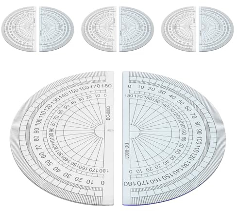 Healeved 10pcs 10cm Plastic Math Protractors Half-Circle Angle Rulers for Geometry Drawing Measuring Tools, Classroom Supplies for Students and Teachers