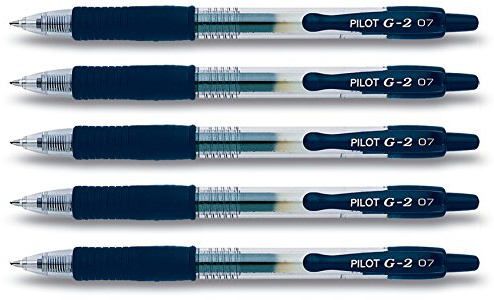 Pilot G2 Gelschreiber, einziehbar, Blau, Schwarz, 5 Stifte