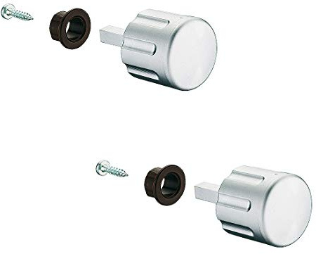 Gedotec Drehknopf Caravan Wohnmobil für Push-Lock Aufschraubschlösser | Möbelschloss Drehknauf mit Vierkantstift Länge 28 mm | Kunststoff Chrom matt | 2 Stück - Design Türknöpfe für Schrank-Schlösser
