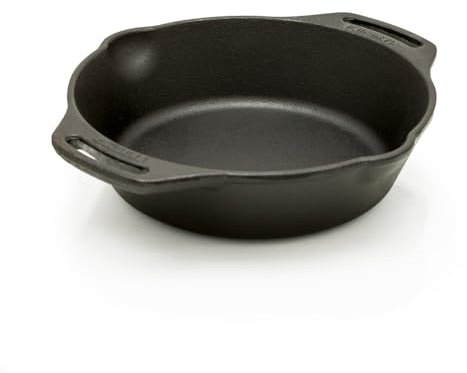 Petromax Feuerpfanne mit Henkeln - Pfanne aus Gusseisen für alle Herdarten, Gasflamme, Backofen oder Kochen im Freien - Anbraten, Schmoren und Rösten mit Antihafteffekt - 20 cm Durchmesser