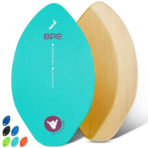 BPS 'Shaka' Skimboard 101,6 cm – Laminiertes Holz-Skimboard mit Griffpolster – kein Wachs erforderlich – Skimboard für Kinder und Erwachsene (fluoreszierendes Blau)