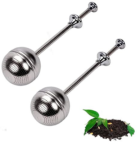 Alihoo 2 Stück Teesieb, Teefilter für Tasse - Teesieb mit langem Griff aus 304 Edelstahl für losen Tee und Mulling Gewürze