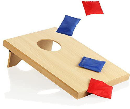 COM-FOUR® 5-teiliges Cornhole-Spiel - Wurfspiel im Freien für Kinder und Erwachsene - Bohnenbeutel