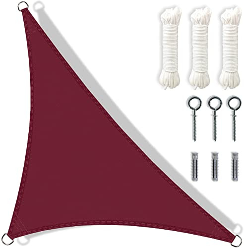 Vela Ombreggiante Triangolare 3,6 m - Telo Parasole Impermeabile Antivento per Esterno - Tenda a Vela per Giardino, Terrazza, Balcone - Protezione UV Made in Italy (Vino Rosso)
