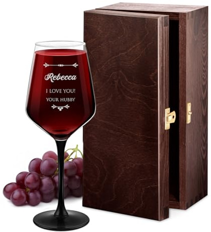 Maverton 300ml Wine Glass for Woman, Personalised Glass for Wife, Love | Engraved Glassware for Birthday, Surprise Her, Excellent for Red Wine, Elegant Glass for Lady