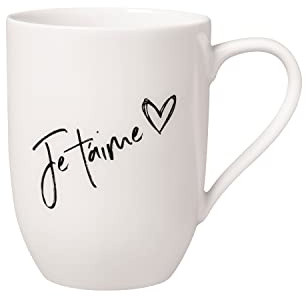 Villeroy & Boch - Statement Mug avec Anse Je t'Aime Blanc, Garanti Lave-Vaisselle, Compatible Micro-Ondes, Tasse à Café, Vaisselle, Porcelaine Haut de Gamme