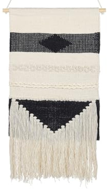 Wanddekoration Baumwolle beige / schwarz handgemacht Boho Wandbehang Daska