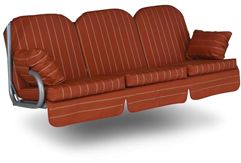 ANGERER Hollywoodschaukel Auflage Deluxe Terra-Creme gestreift | passend für viele 3-Sitzer Hollywoodschaukeln, Schaukelauflage Made in Germany