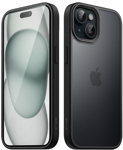 JETech Matte Hülle für iPhone 15 Plus, Schwarz | Robuster Schutz, Matte Rückseite, Anti-Fingerabdruck, Stoßfestes Design